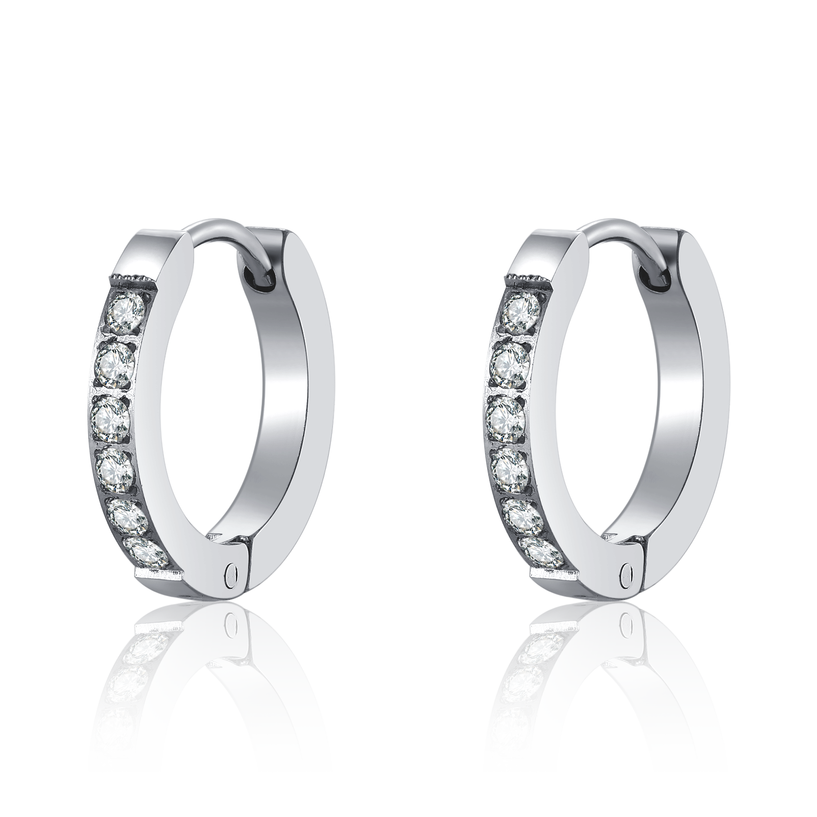 White Zirconia Hoop Earrings