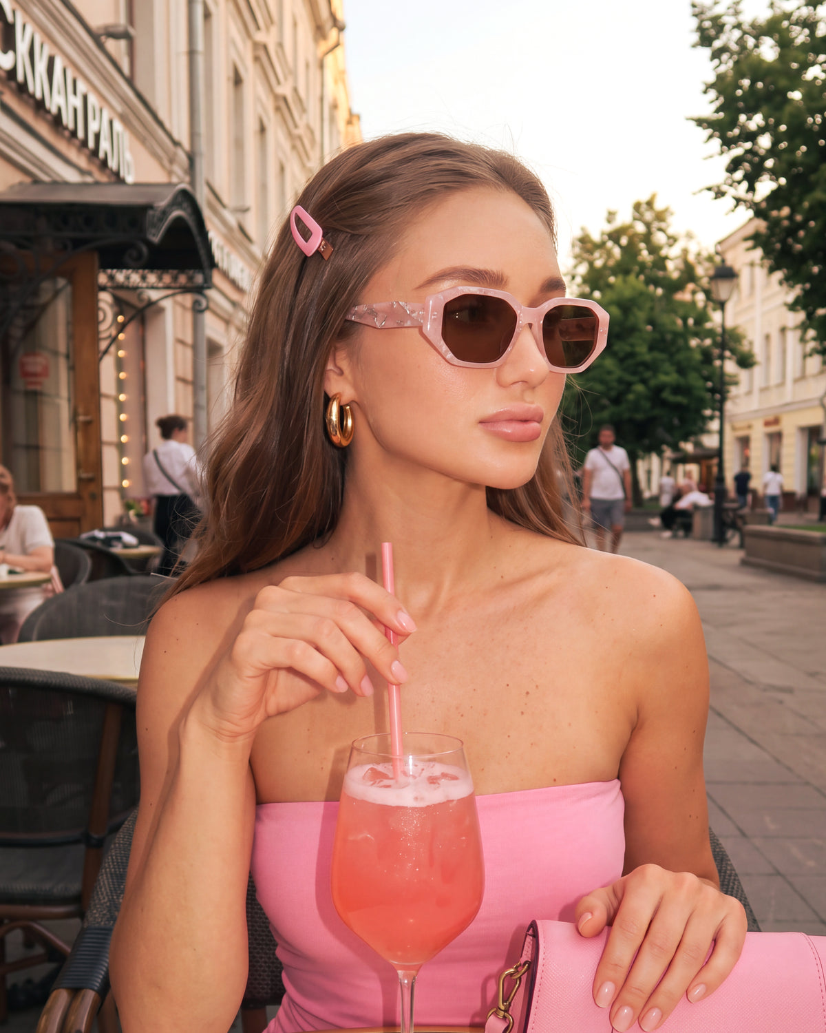 Lunettes de soleil femme Sculpt ~ rose T-marron