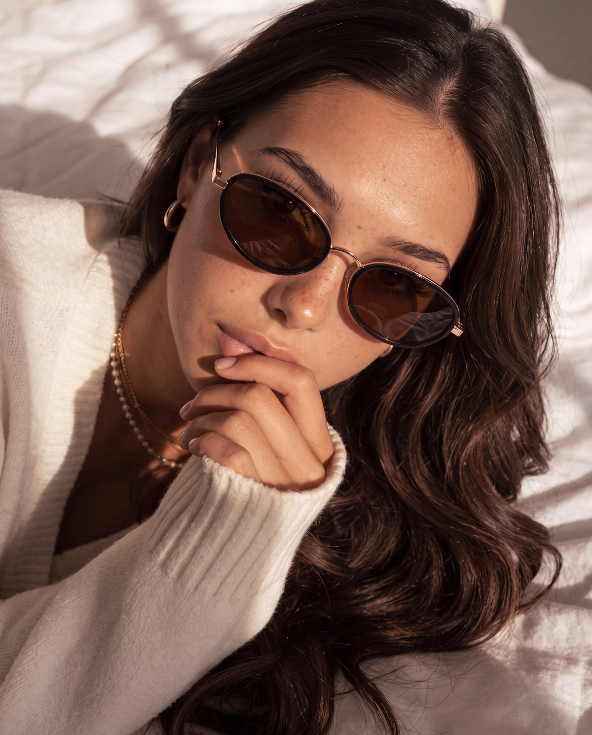 Lunettes de soleil femme Contour ~ Doré-Marron