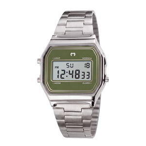 Montre digitale vintage ~ Argent-Olive