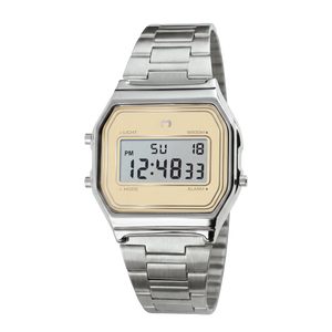 Montre numérique vintage ~ argent-beige