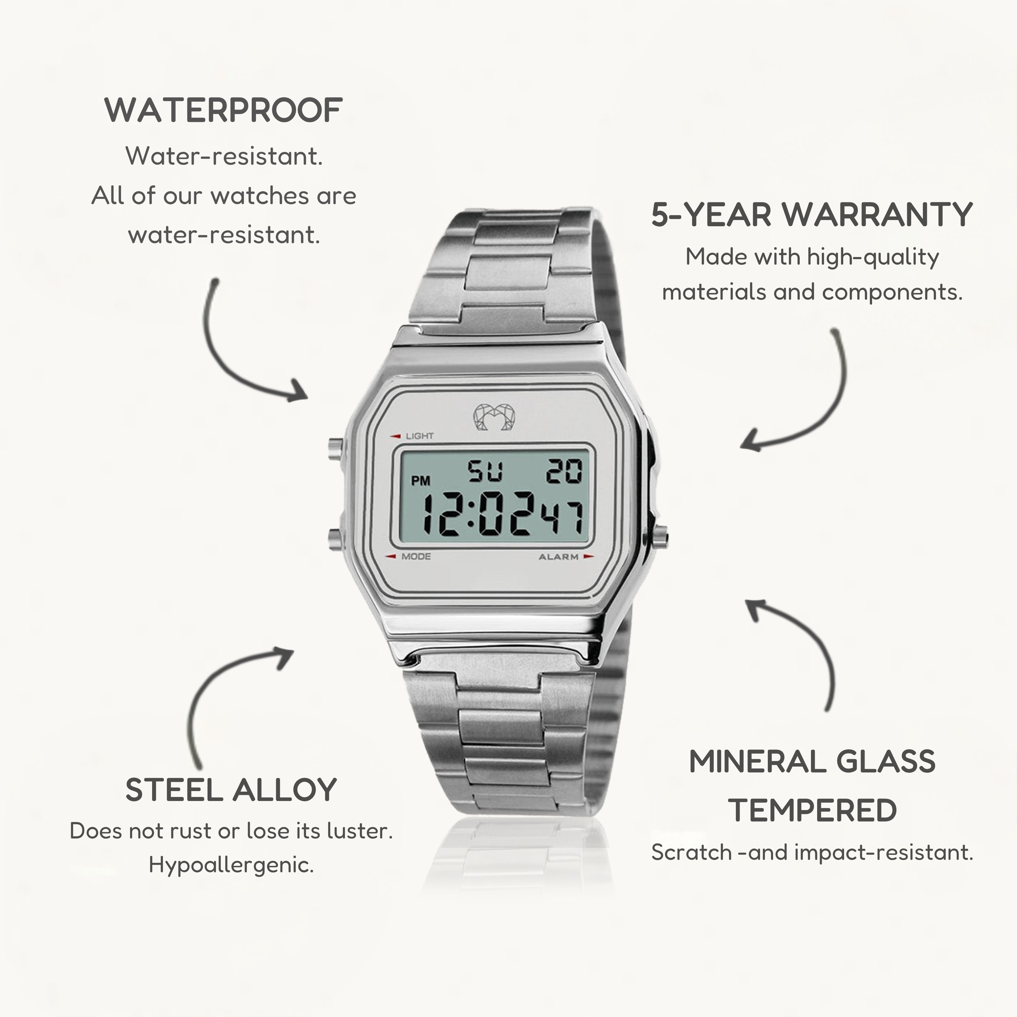 Vintage Digital Watch ~ Silver