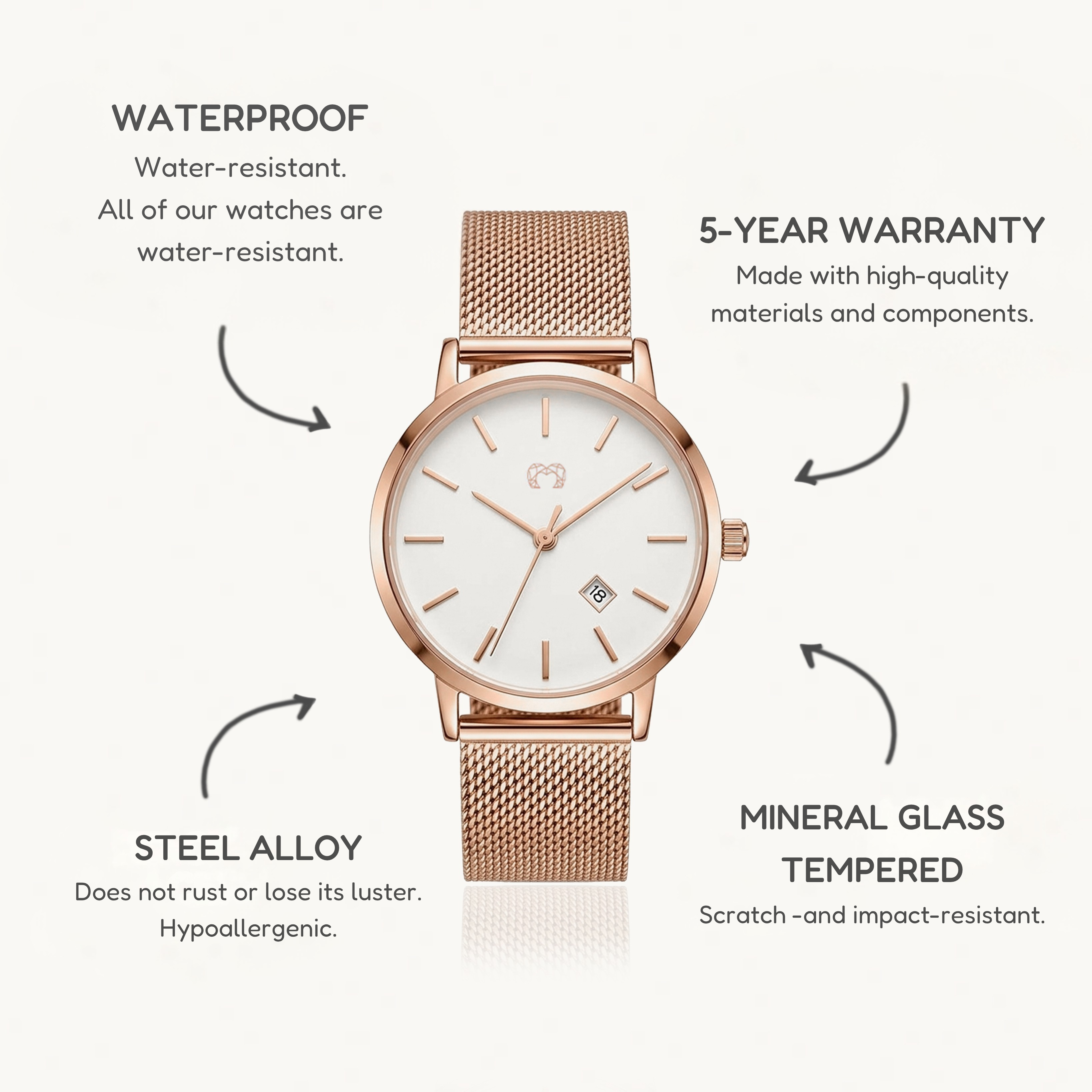 Lumea Jewels Watch ~ RoseWhite