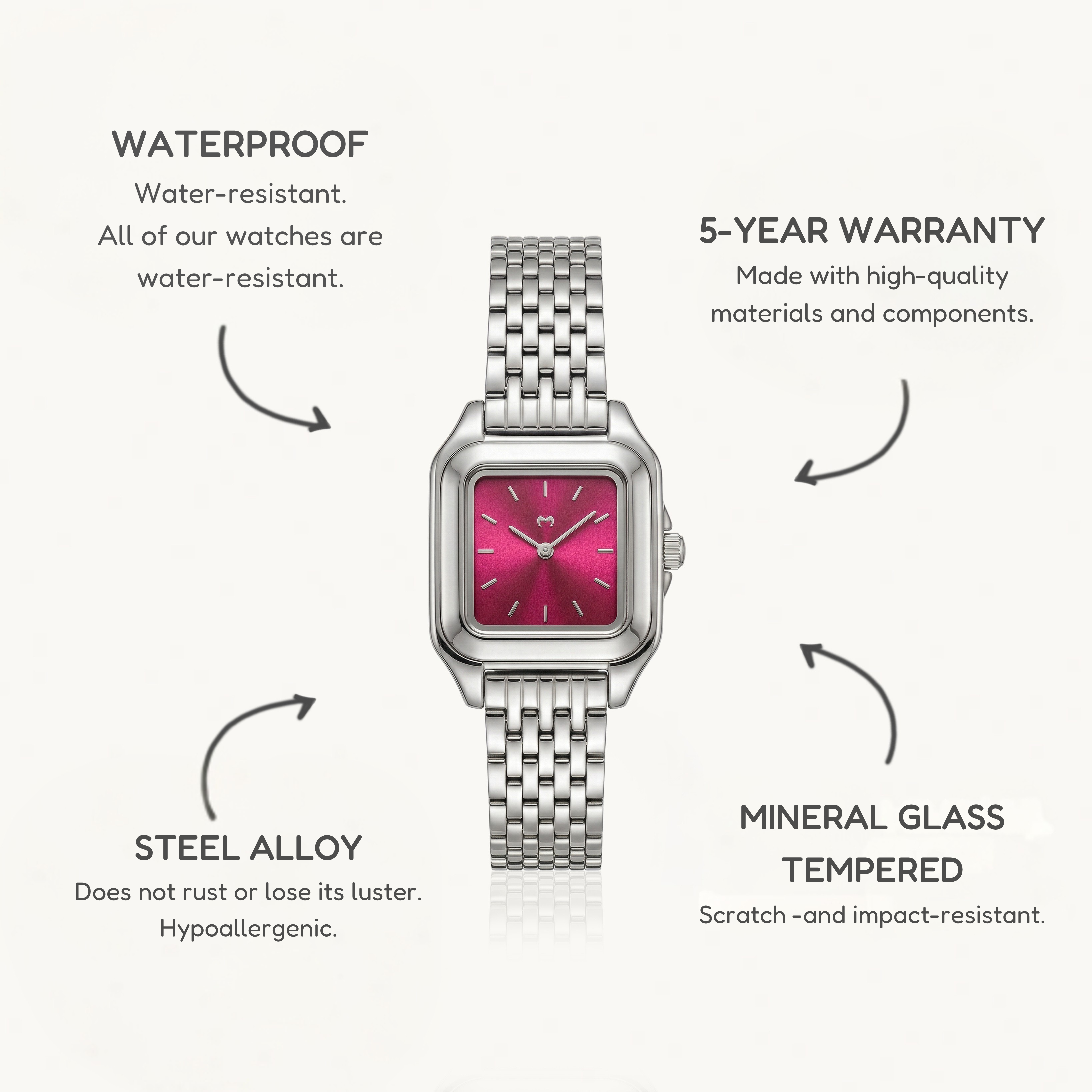 Hampton Watch ~ Silver-Garnet