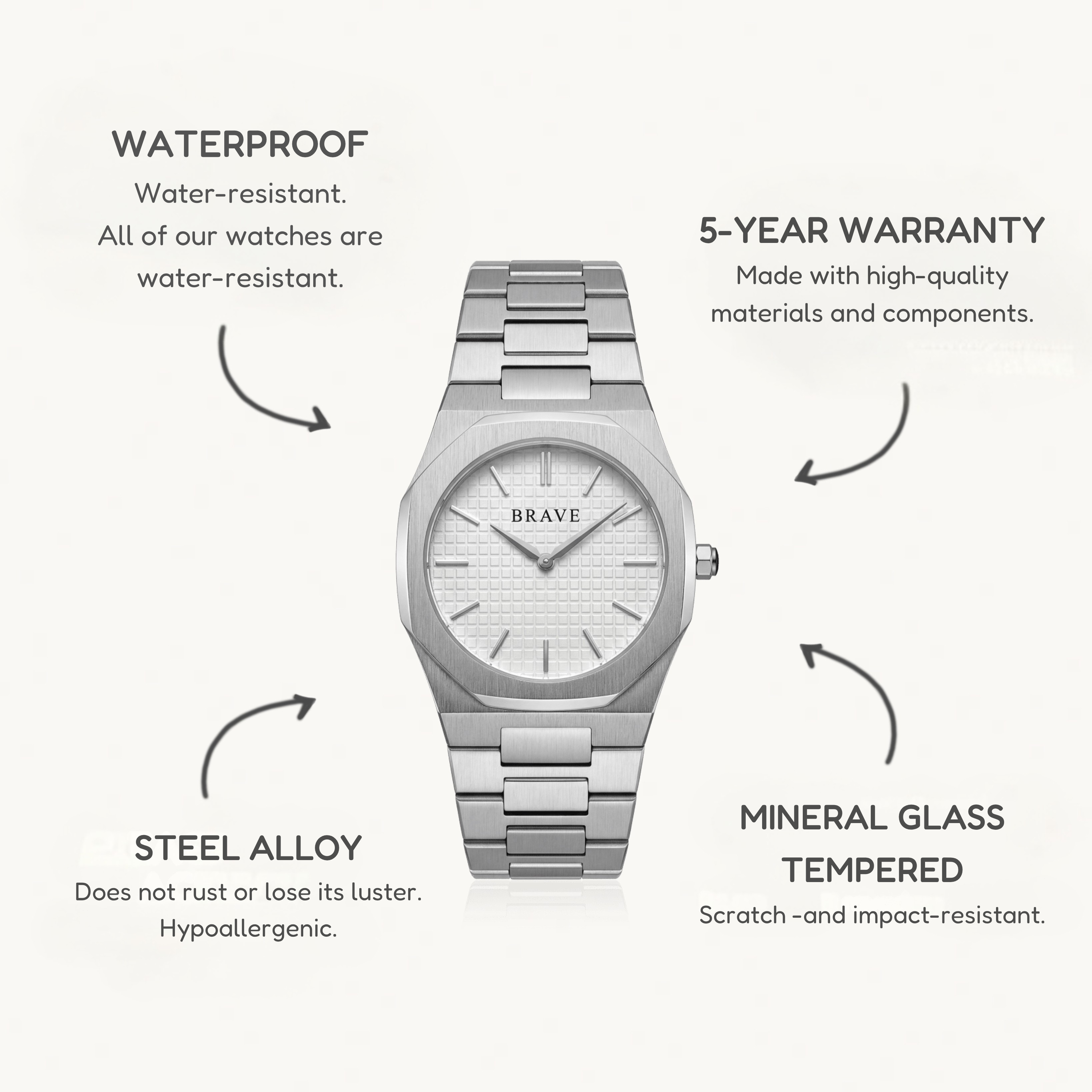 Empire ~ Silver-White Watch BRAVE