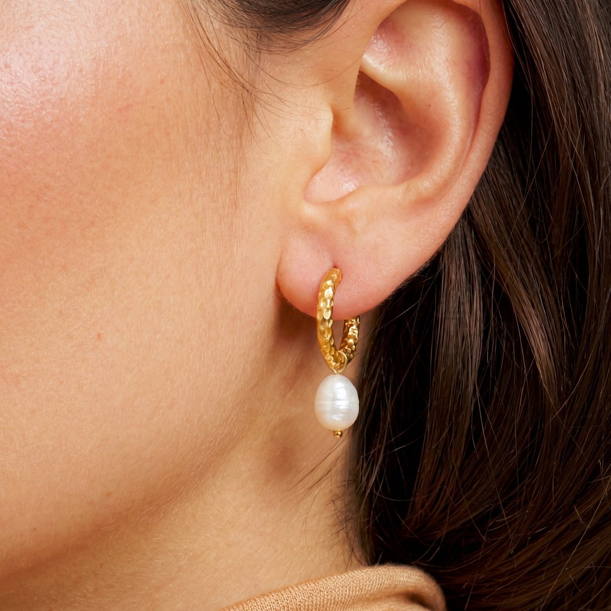 Pendientes Aros Perlas Esbeltas - LePetiteMarie