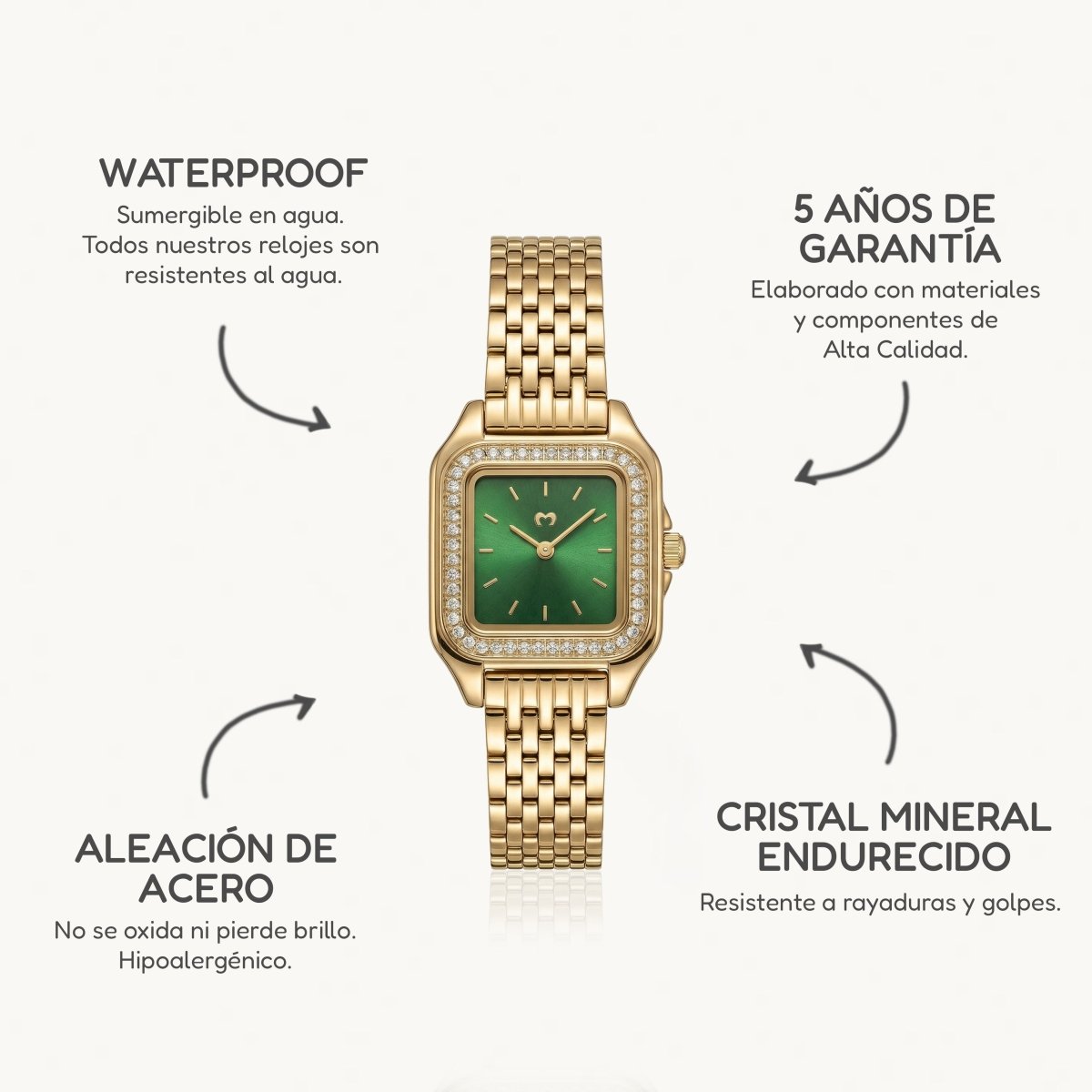 Reloj ~ Hampton Lux Gold - Green - LePetiteMarie