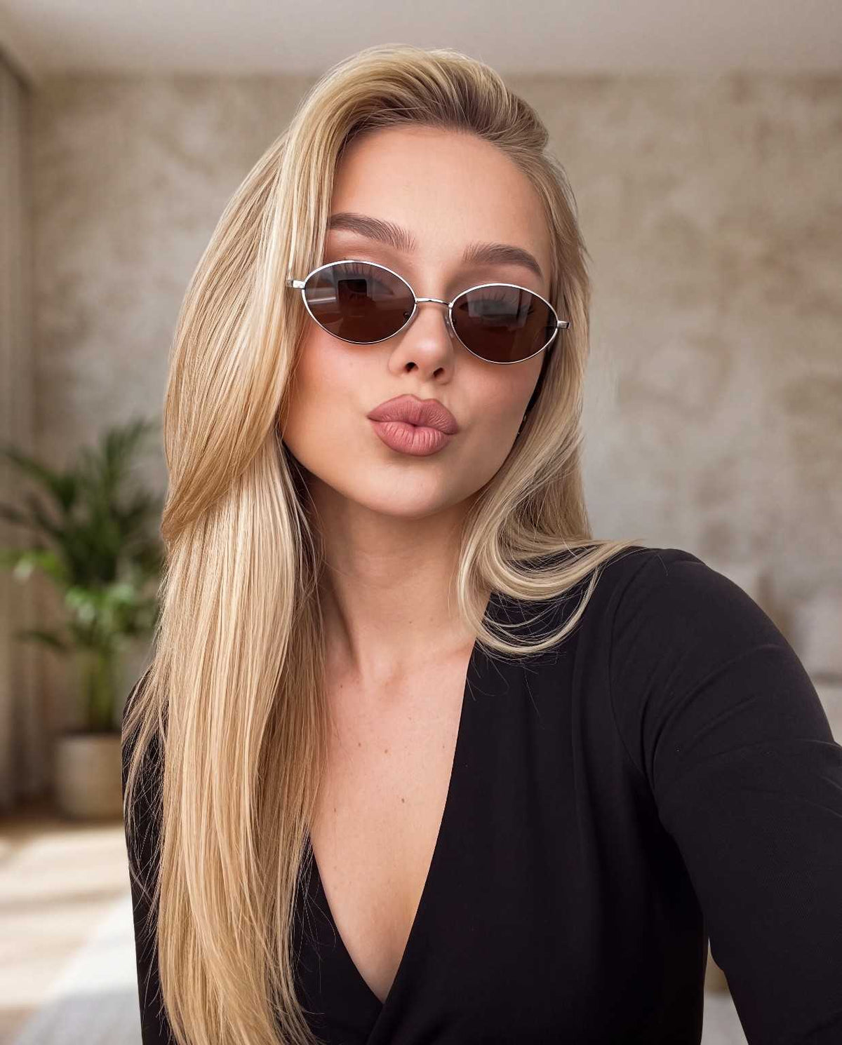Lunettes de soleil pour femme Loop ~ Argent-Marron