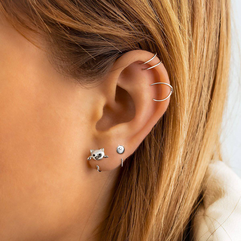 Half Ring Ball Earrings - SophiaJewels