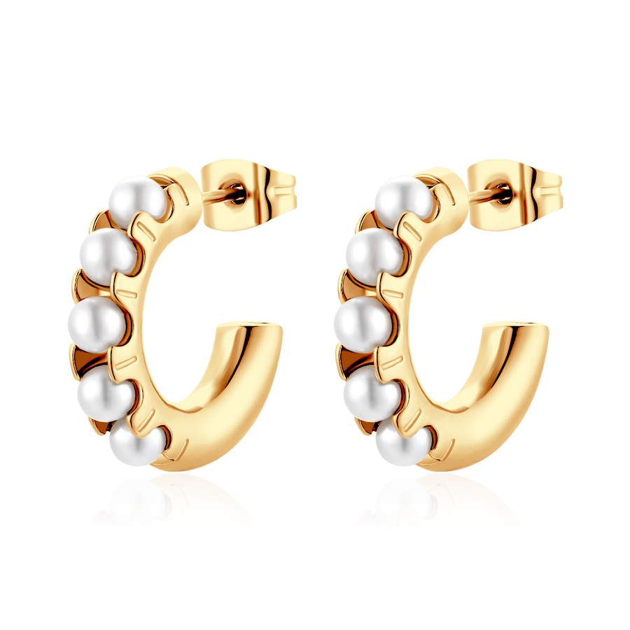 Boucles d’oreilles demi-anneau perlées