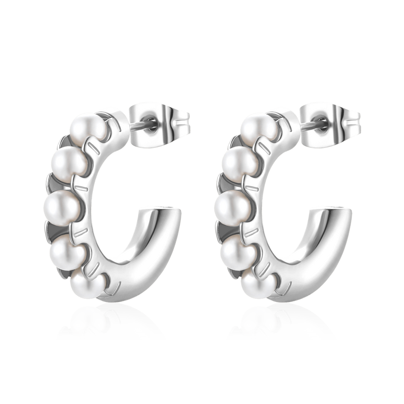 Boucles d’oreilles demi-créoles nacrées