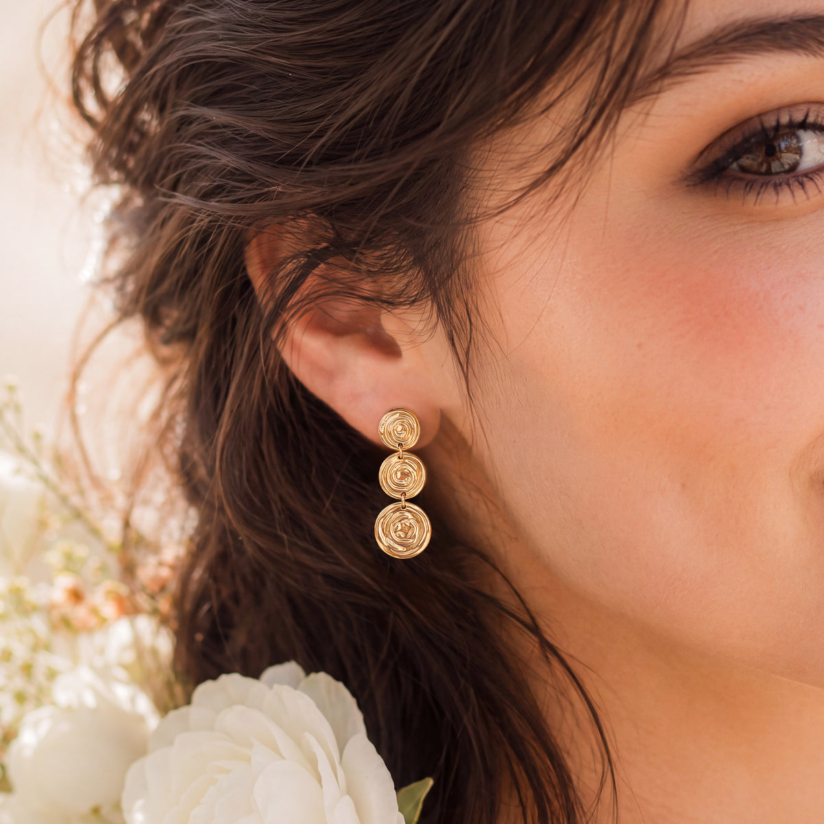 Boucles d'oreilles disques spirales