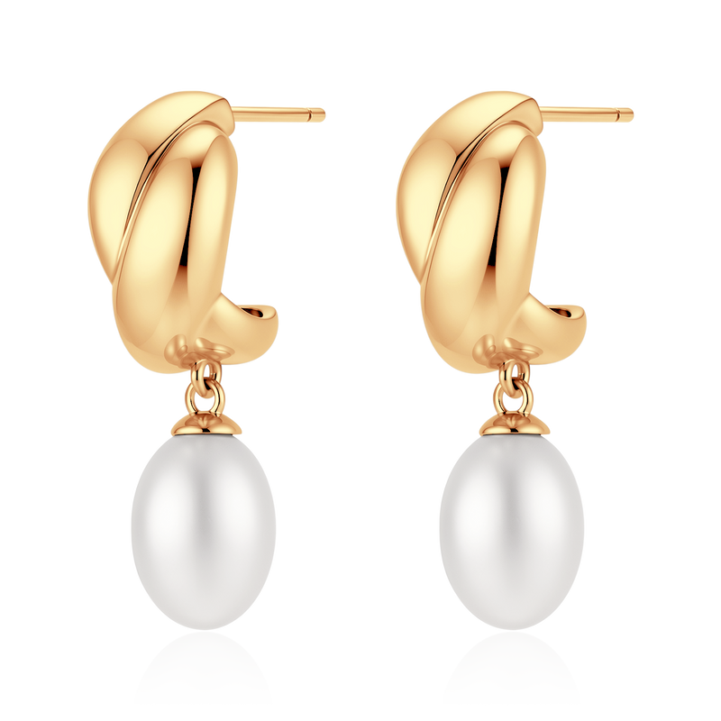 Boucles d’oreilles demi-créoles perle ovale