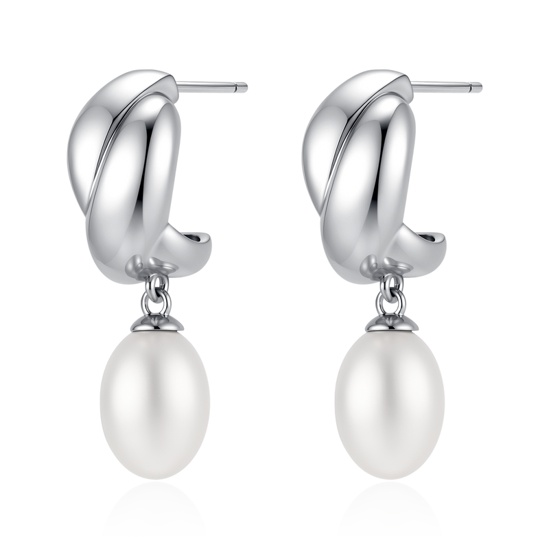 Boucles d’oreilles demi-créoles perle ovale