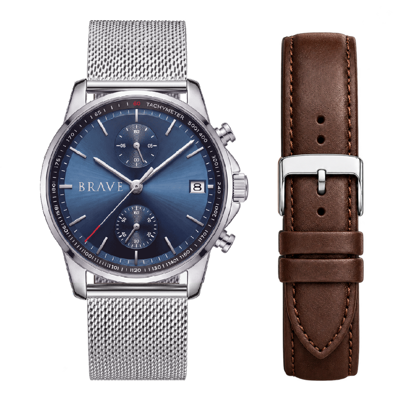 Montre BRAVE ~ Atlantis Silver-Dark Blue