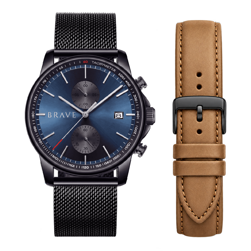 Montre BRAVE ~ Atlantis Black-Dark Blue