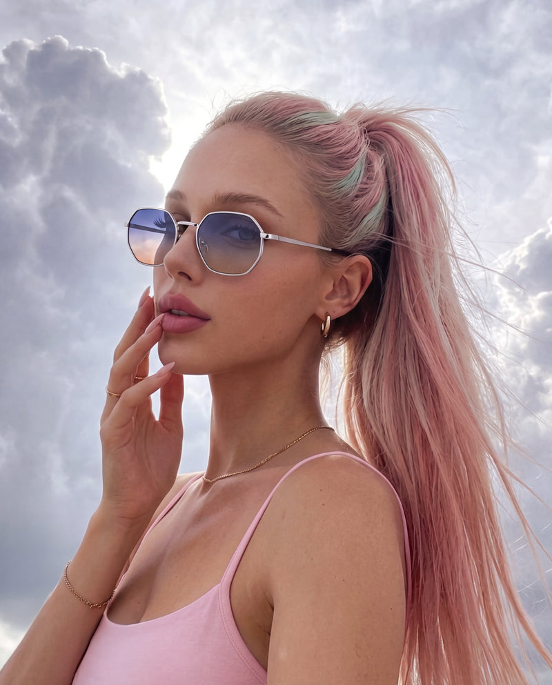 Sonnenbrille für Damen Silhouette ~ Silber-Blau T