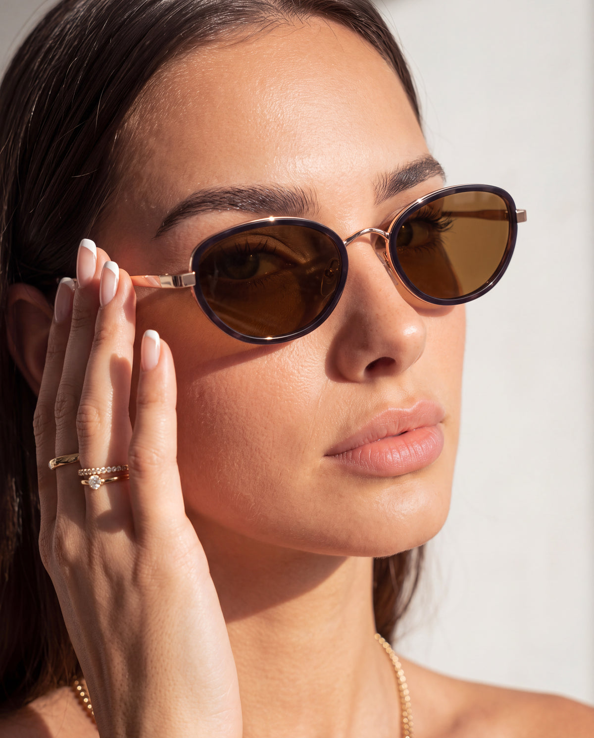 Lunettes de soleil femme Contour ~ Doré-Marron