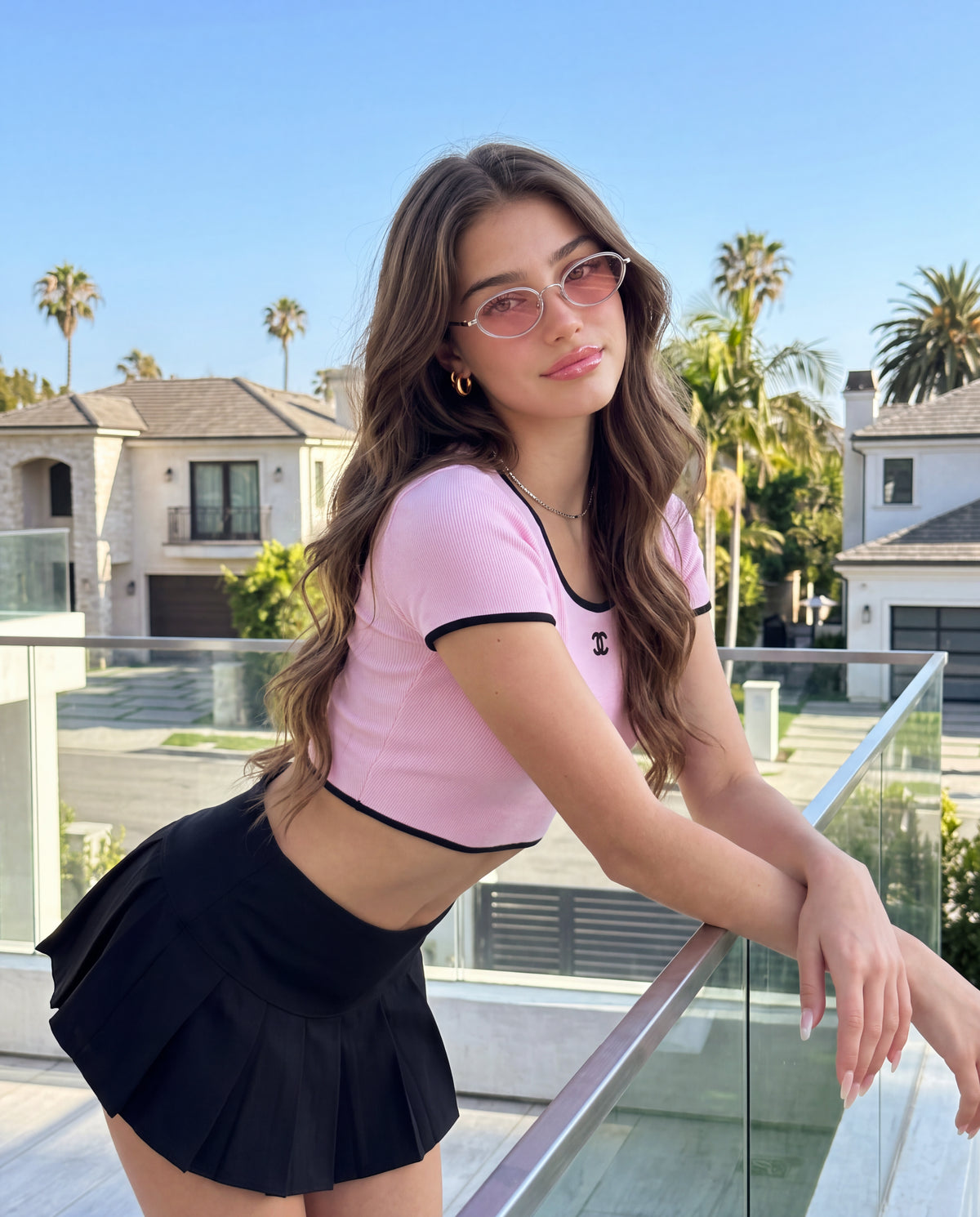 Lunettes de soleil pour femme Contour ~ Argent-Rose