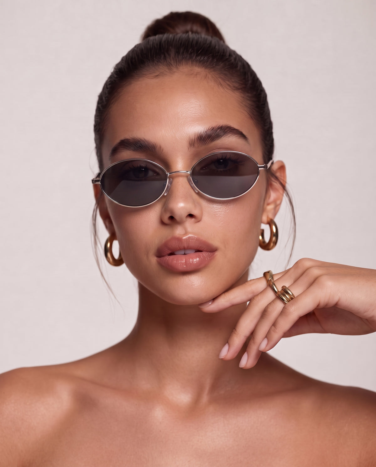 Lunettes de soleil pour femme Loop ~ argent-noir