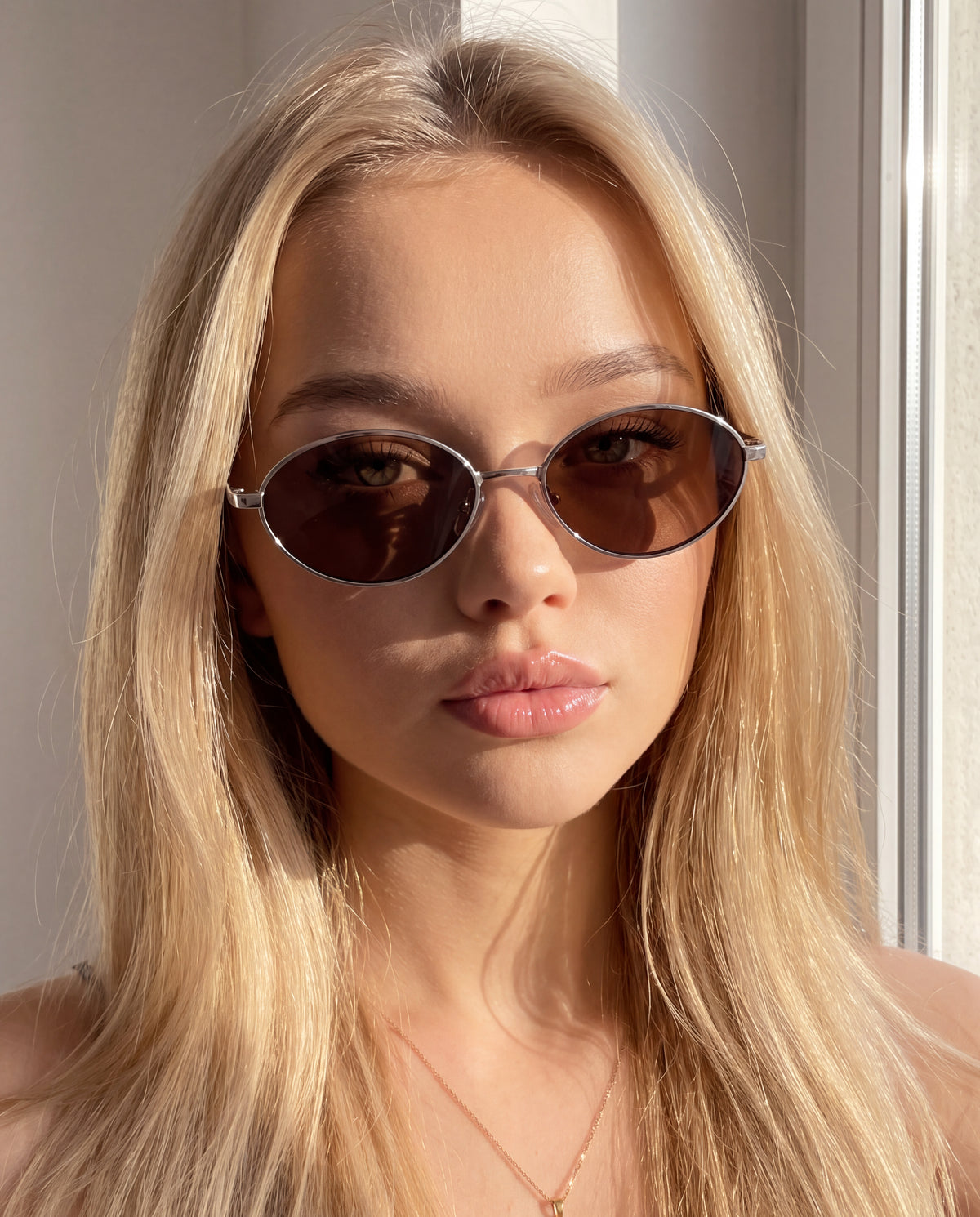 Lunettes de soleil pour femme Loop ~ Argent-Marron