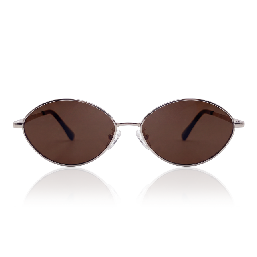 Occhiali da sole da donna Loop ~ Argento-Marrone