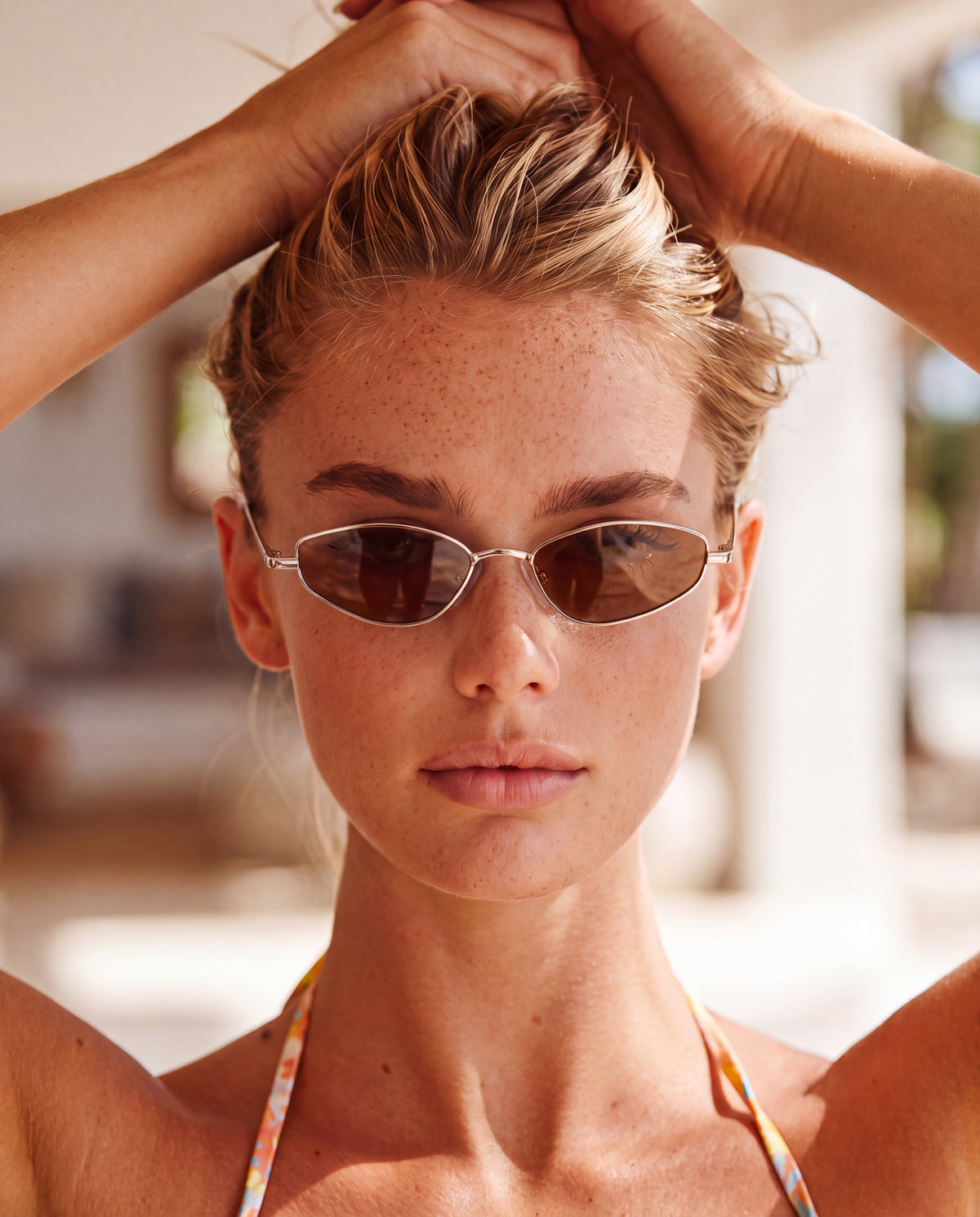 Lunettes de soleil femme Soleil ~ argent-marron