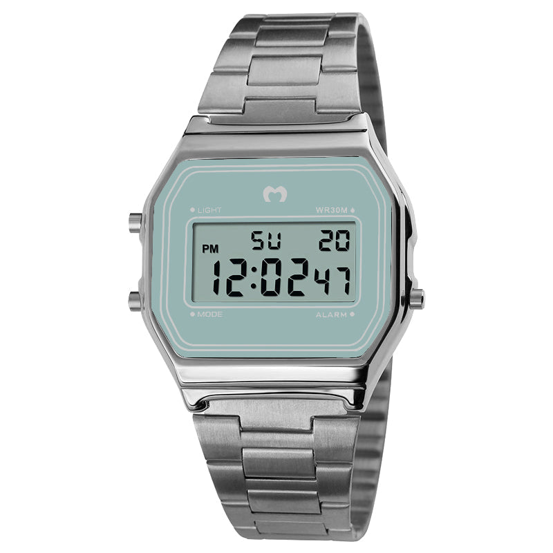 Orologio digitale vintage ~ argento-azzurro cielo