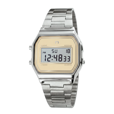Montre numérique vintage ~ argent-beige
