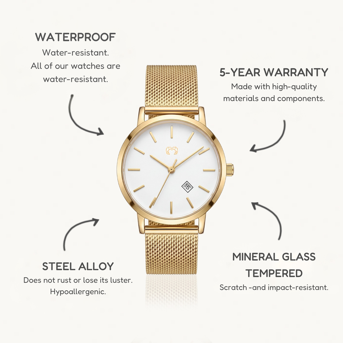 Lumea Jewels Watch ~ GoldWhite