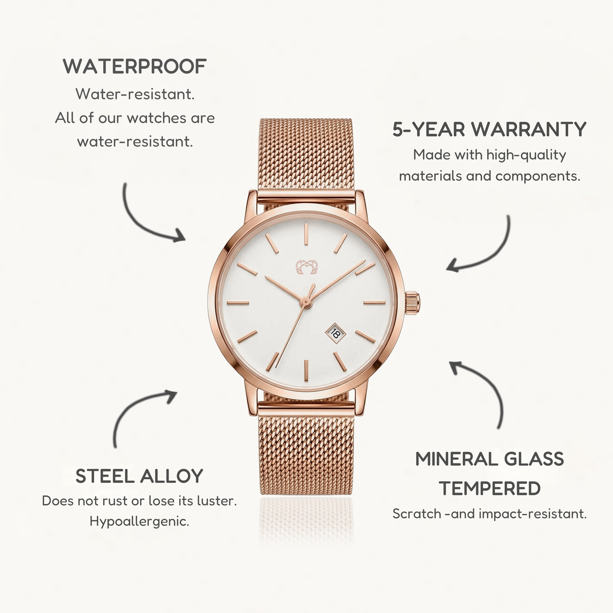 Lumea Jewels Watch ~ RoseWhite
