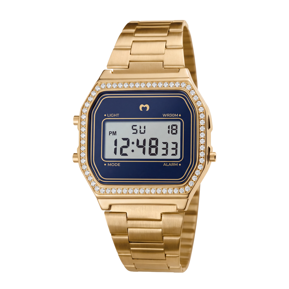 Montre digitale vintage scintillante ~ Gold-Bleu marine