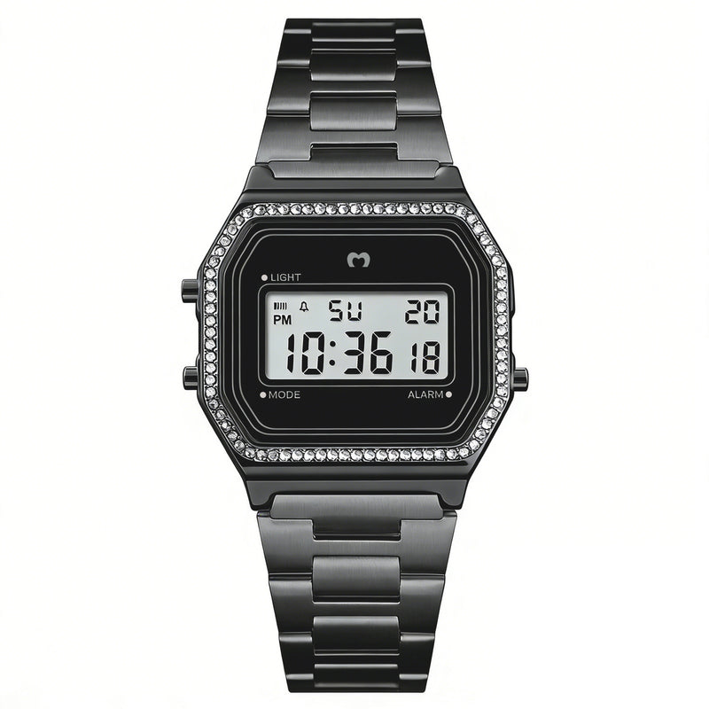 Vintage-Glitzer-Digitaluhr ~ Schwarz
