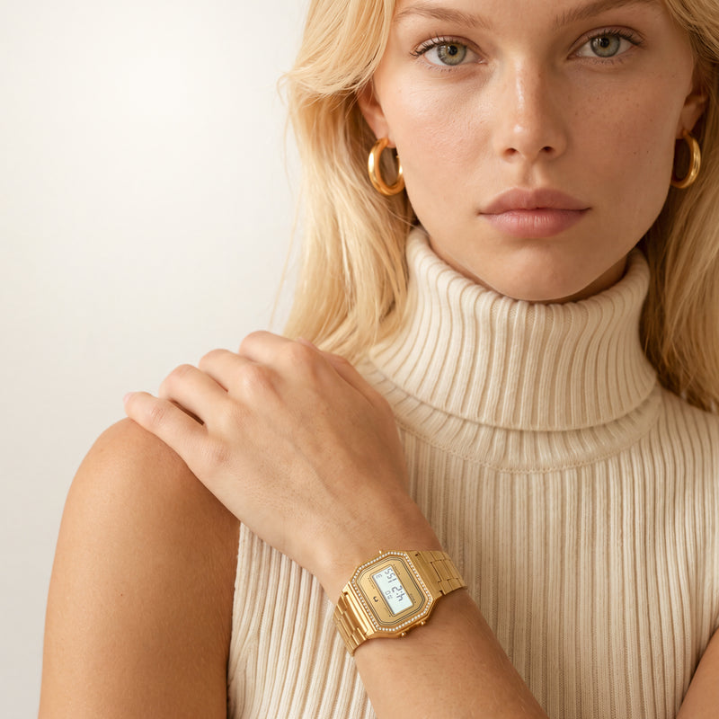 Orologio digitale vintage glitter ~ Oro