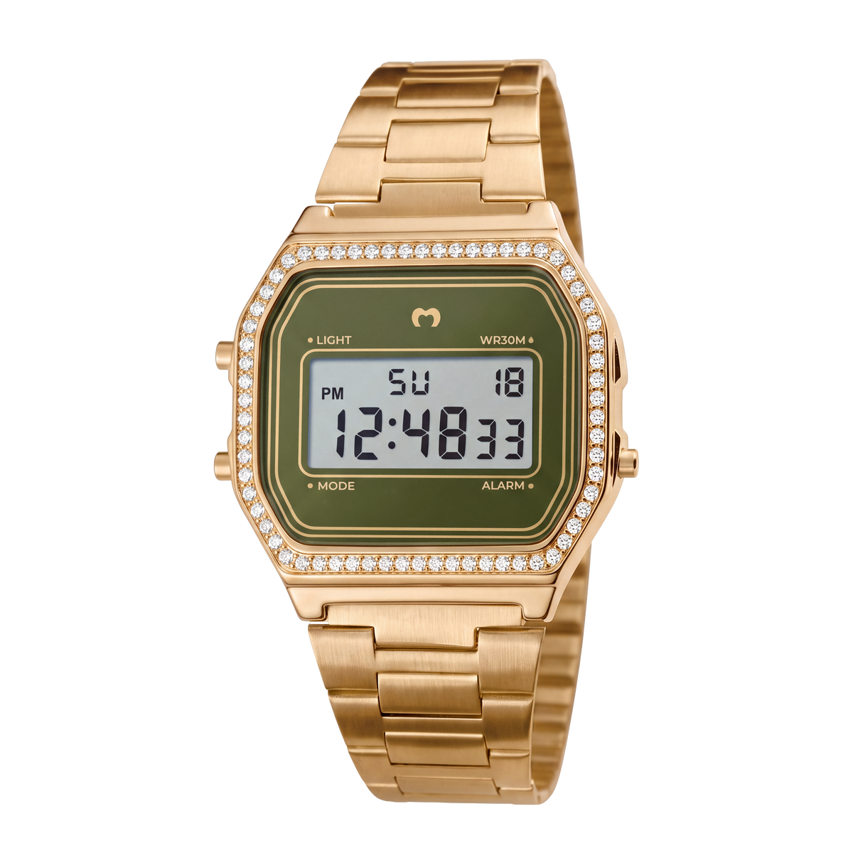 Montre numérique vintage brillante ~ Gold-Olive