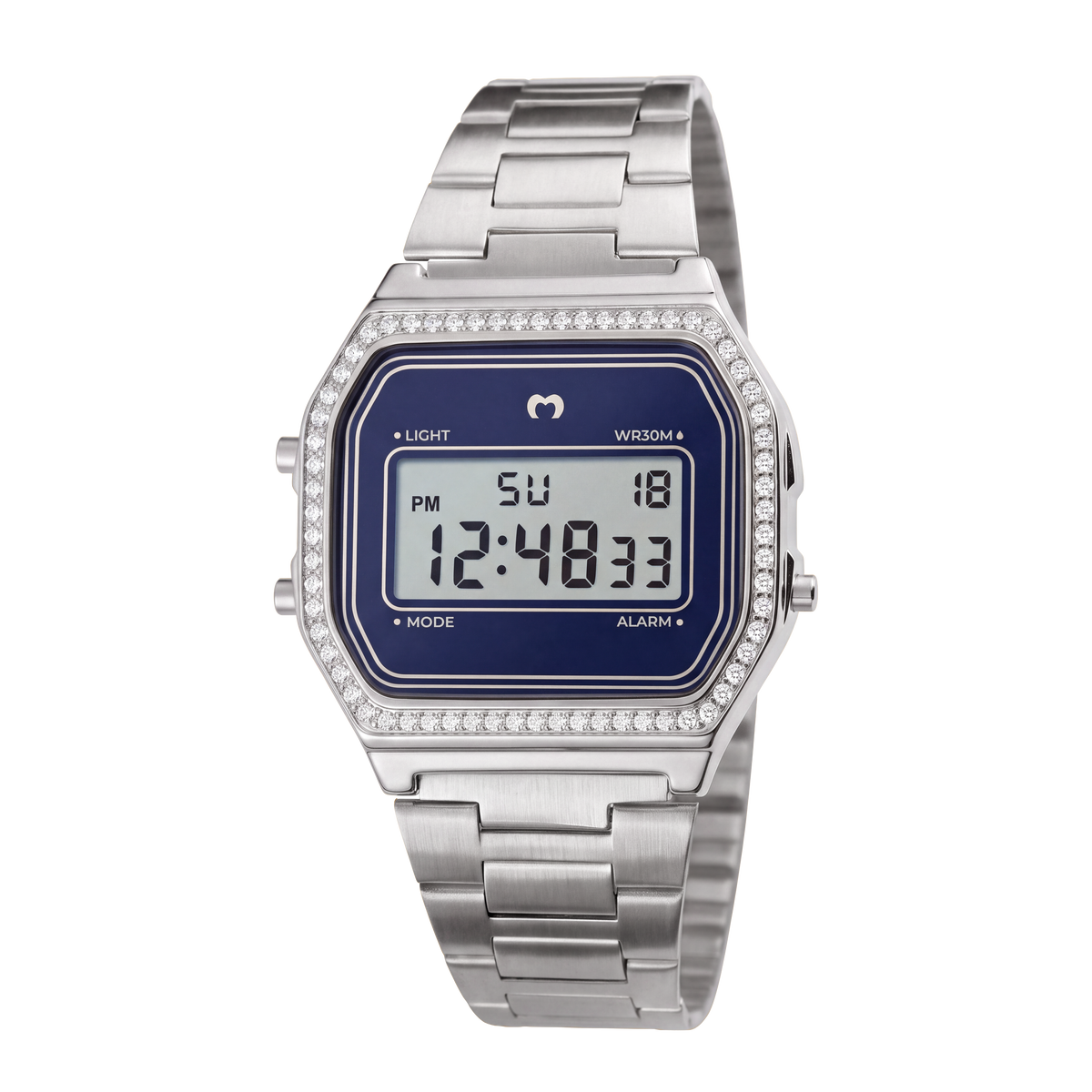 Orologio digitale vintage brillante ~ Silver-Azzurro marino