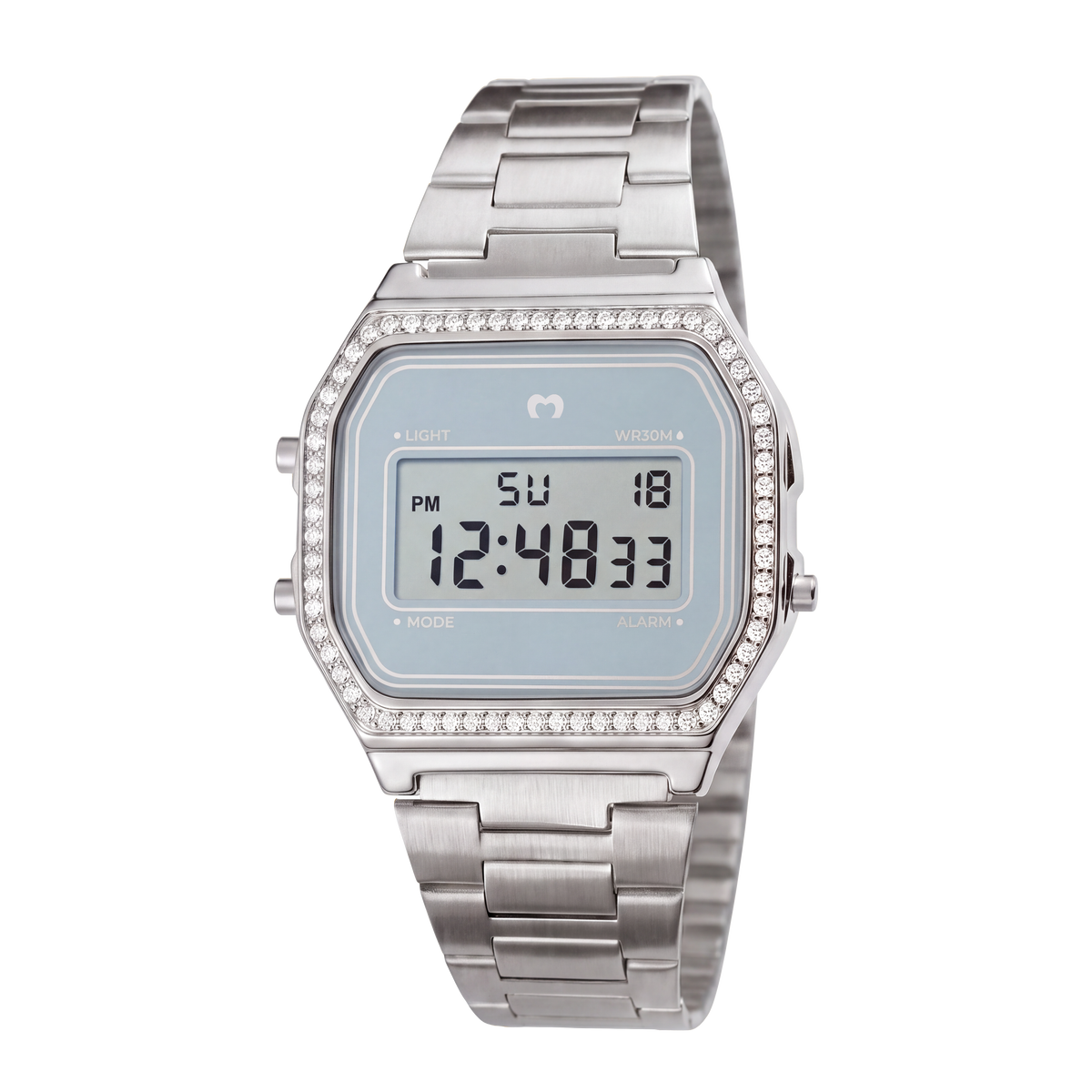 Orologio Digitale Vintage Brillante ~ Silver-Blu Cielo