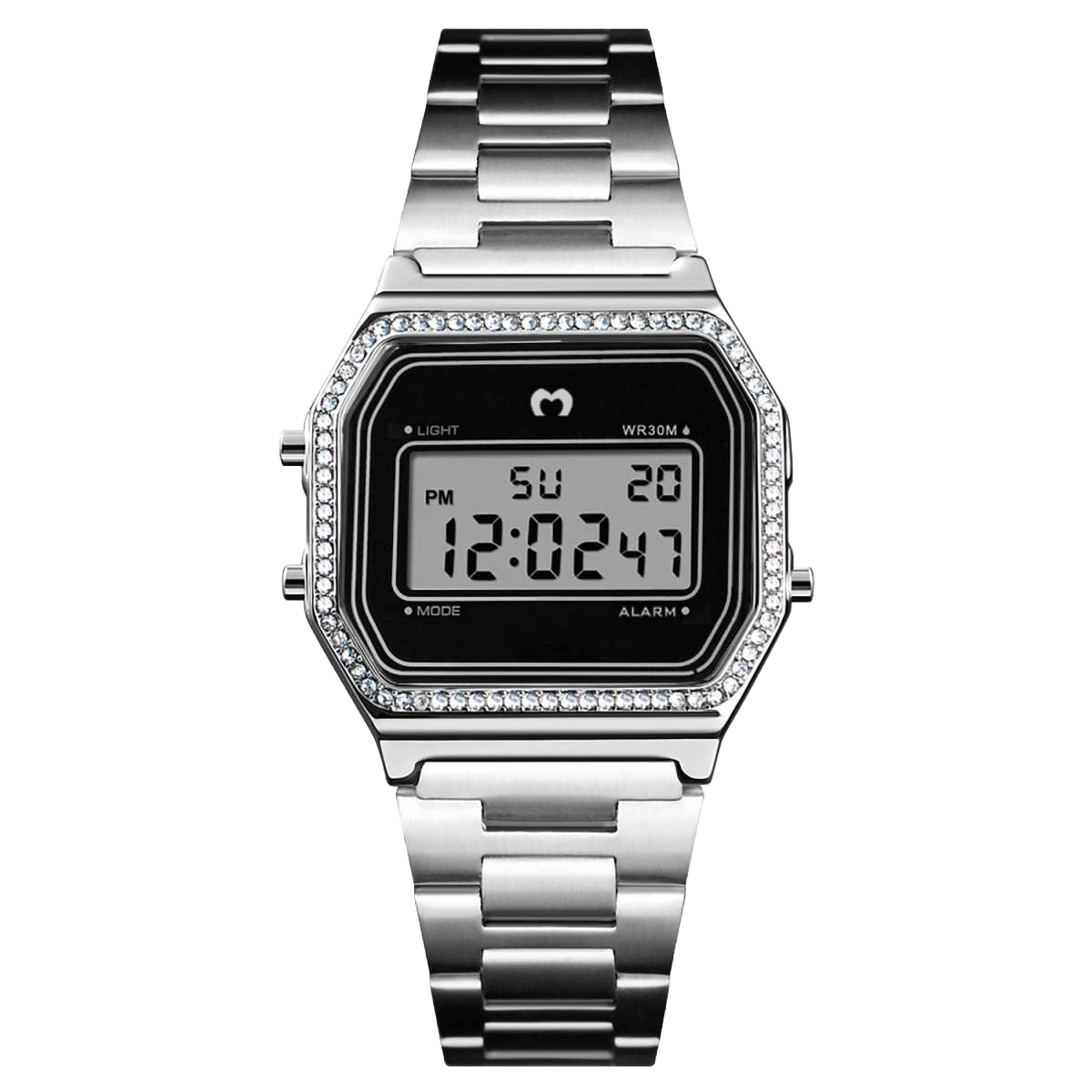 Montre numérique vintage scintillante ~ Argent