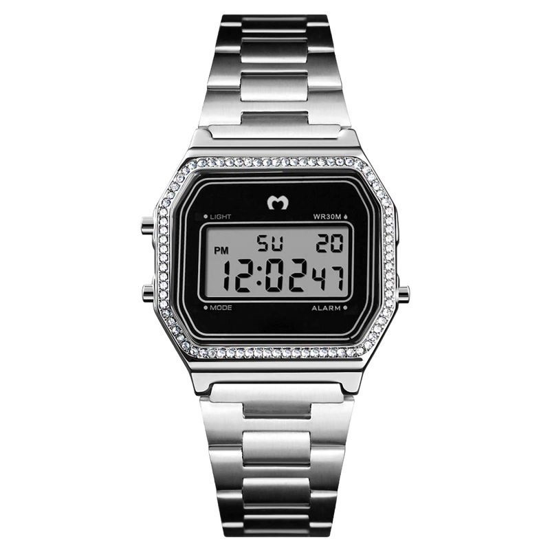 Vintage-Glitzer-Digitaluhr ~ Silber