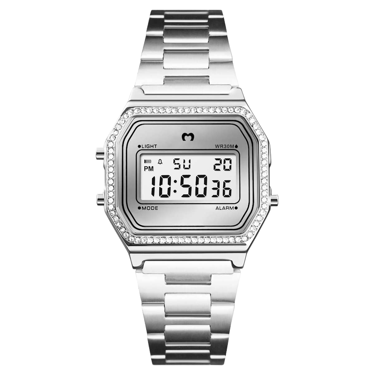 Montre numérique vintage scintillante ~ Argentée