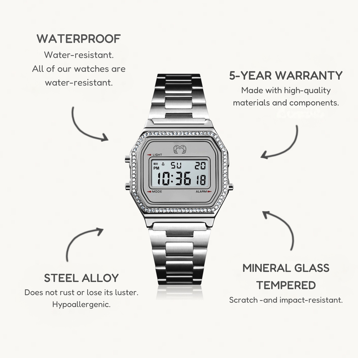 Vintage Glitter Digital Watch ~ Silvery
