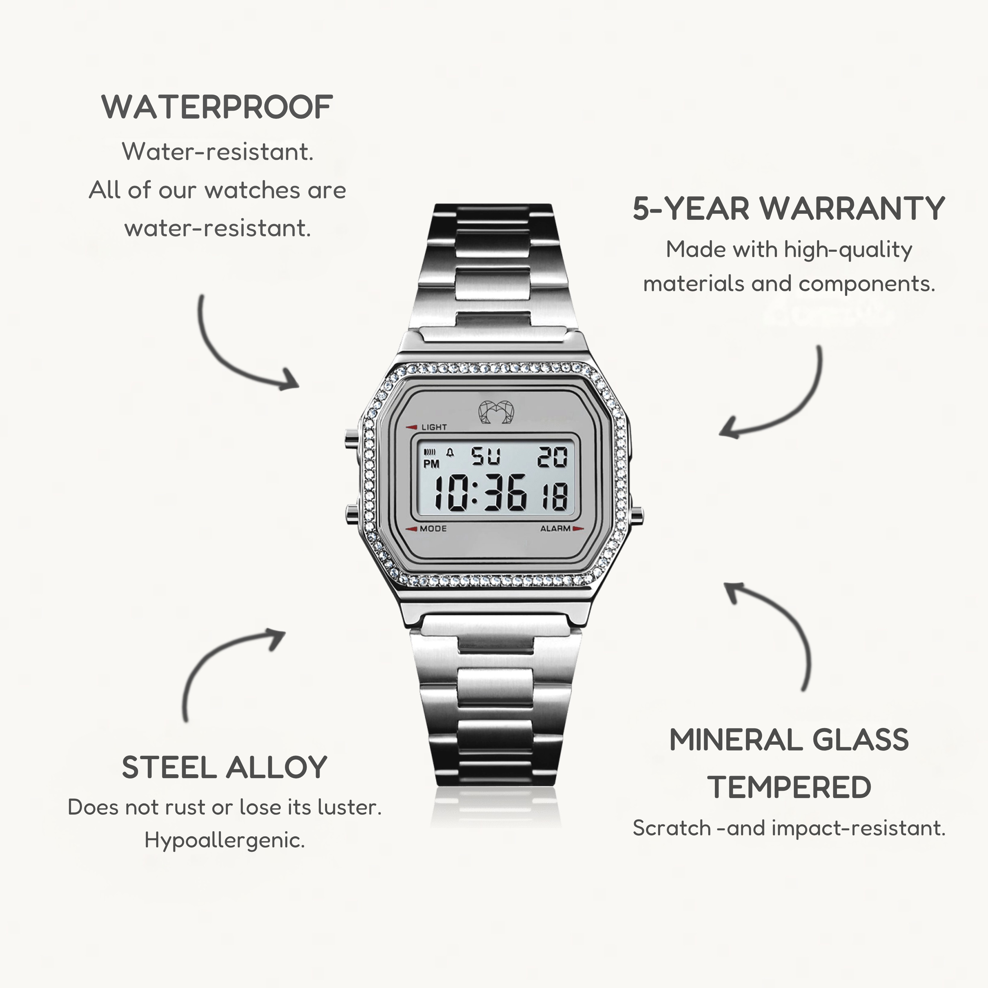 Vintage Glitter Digital Watch ~ Silvery