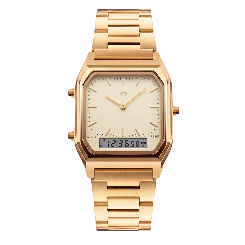 Vintage-Retro-Uhr ~ Gold-Beige