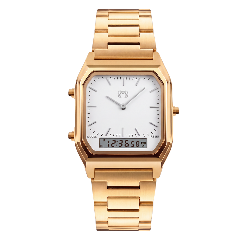 Vintage-Retro-Uhr ~ Gold/Weiß