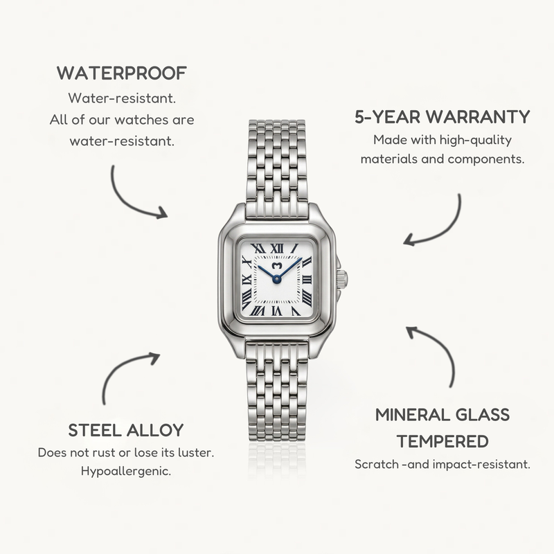 Vintage Retro Uhr ~ Silber Weiß