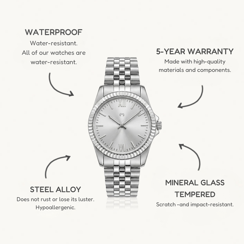 Vintage Retro Uhr ~ Silber Weiß