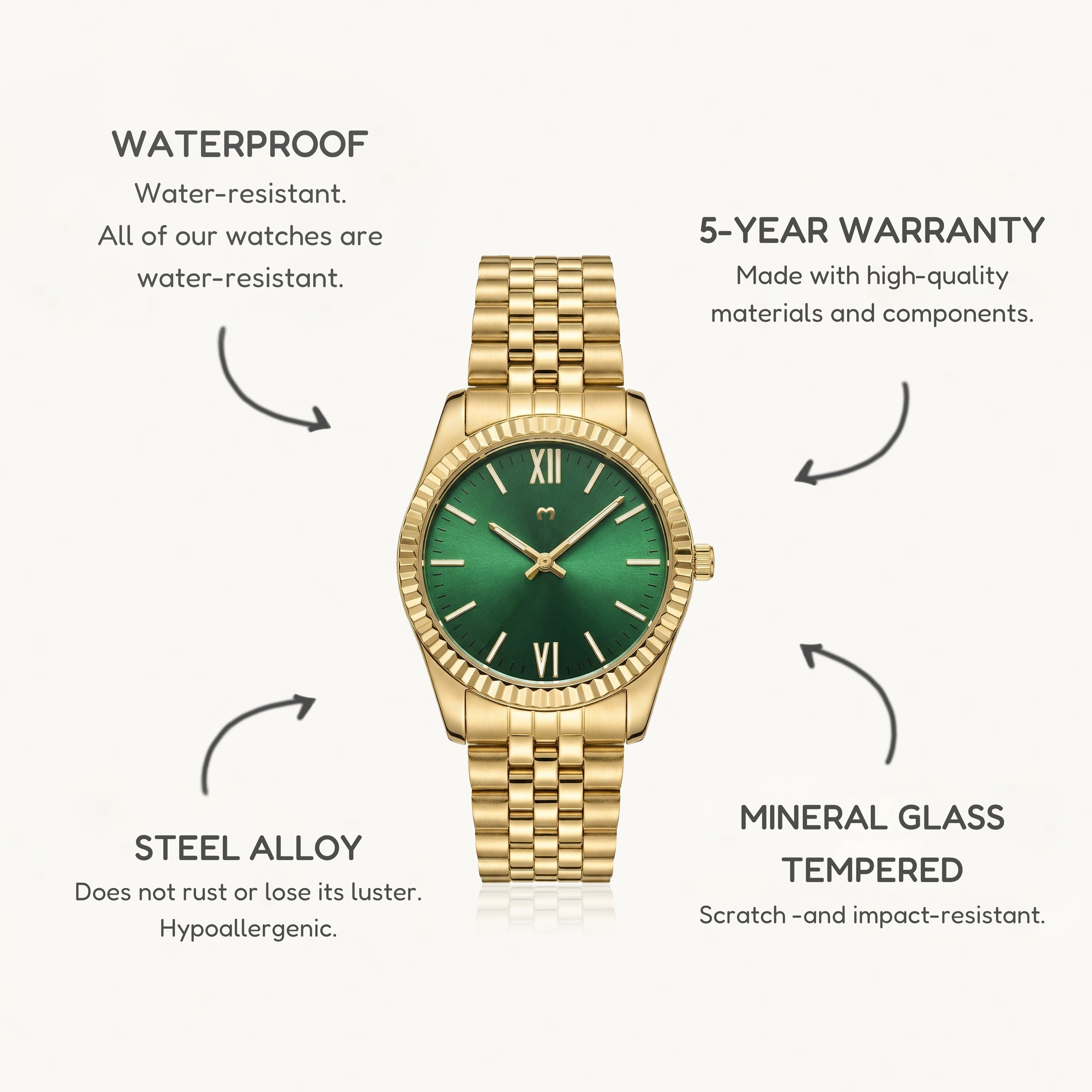 Century Watch ~ Gold-Green