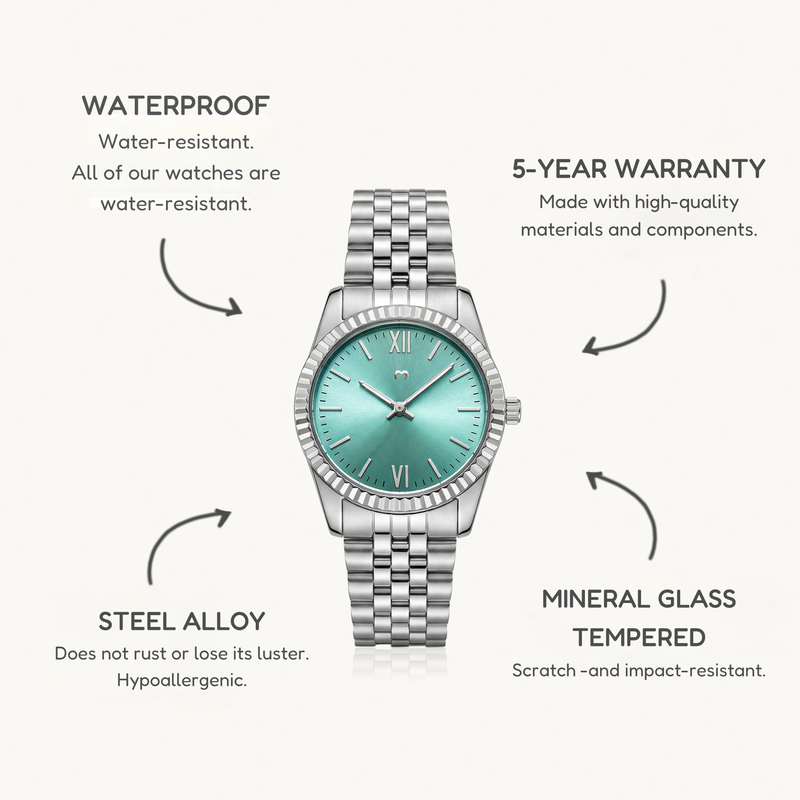 Vintage Retro Uhr ~ Silber Weiß