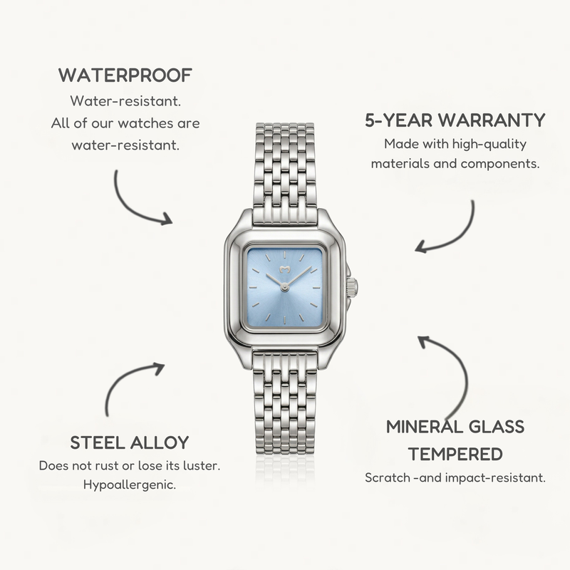 Vintage Retro Uhr ~ Silber Weiß