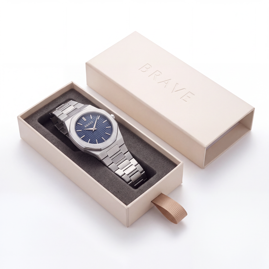 Empire ~ Montre argent-bleu marine BRAVE